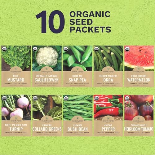 Organic Southern Garden Seeds Variety Pack - 10 Individual Packs - 2026 Season - Sugar Ann Snap Pea, Sweet Crimson Watermelon and More! for Indoor & Outdoor Planting (Non-GMO, Certified Organic) - Image 2