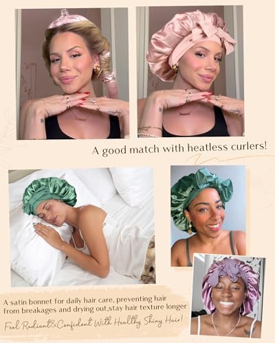 YANIBEST Adjustable Silk Bonnet for Sleeping Women Double Layer Satin Bonnet Reduce Friction Prevent Frizz Curly Hair - Image 5