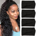 XTREND 4 Packs Wide Headbands Fashion Bandana Bohemian Style Elastic Knotted Non-Slip Headband Black Women Outdoor Sports Yoga Sweat Absorbent Solid Color Hair Accessories (Black Series) by XTREND