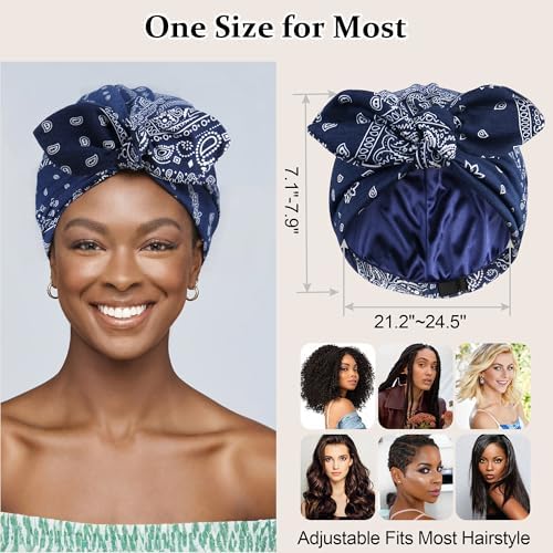 Ababalaya Satin Lined Beanies for Women Chemo Headwear Sleep Cap - Image 6