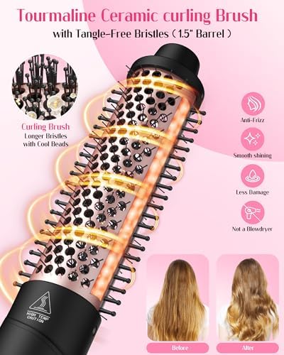 ANIEKIN 5 in 1 Curling Iron Set, Fast Heat Up Curling Wand from 3/8 to 1 1/4 Inch and a Thermal Brush Come with, Dual Voltage Hair Curler for Women All Hair Types and Travel Use, Gifts for Women - Image 4