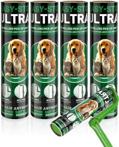 VOUBIEN 10" Large Lint Roller Refills for Pet Hair Extra Sticky, 4 Rolls by VOUBIEN