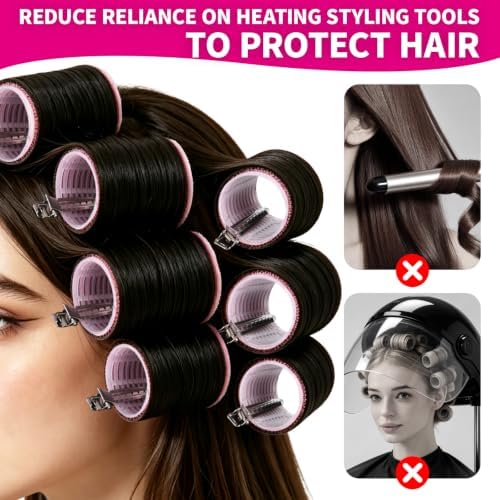 Teenitor 18pcs Hair Rollers Set Pink Hair Rollers for Women and Hair Clips - Image 5