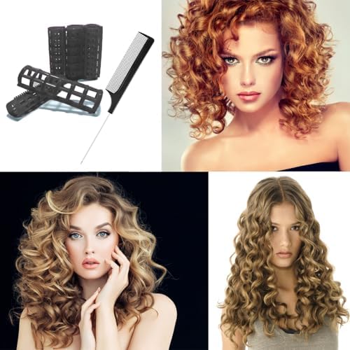 28PCS Plastic Hair Rollers Set 1.5cm/0.6in Heatless Rollers Hair Curlers Self Grip Rollers Tools for DIY Hairdressing Hair Salon(Black) - Image 4