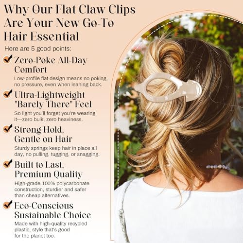 AWAYTR 6Pcs French Flat Hair Clips, Lay Flat Claw Clip for Women - Image 3