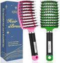 Boar Bristle Hair Brush, Detangler for Women Men, Wet & Dry Hair by Elfirly