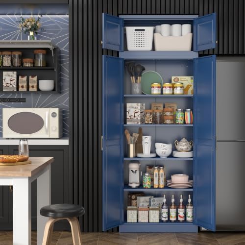Steeloong 86"Metal Pantry Storage Cabinet with Doors & 4 Adjustable Shelves - Image 2