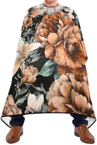 ALAZA Vintage Modern Floral Flower Barber Cape for Men Women, Waterproof Haircut Apron Beard Shaving Bib Hair Cutting Cloth 55 x 65 Inch - Image 2