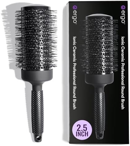 ERGO Ceramic Ionic Round Brush for Blow Out - Salon Quality Hair Brushes for Women - Roller Brush for Blow Drying, Wet and Dry Hair Styling, Volumizing Hair Care - ER65: 2.5" by ergo