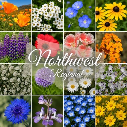 Northwestern Wildflower Seed Mix – 16 Regional Wildflower Species for WA, OR, ID & Western MT – Pollinator Friendly Annual & Perennial Blend – Non-GMO Flower Seeds – 1/2lb Covers 1,500Sq-Ft by PaperStreetPerennials