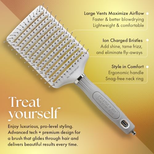 Olivia Garden Ceramic + Ion XL Pro Hair Brush - Paddle Brush for All Hair Types - Smooths and Adds Shine - Image 4