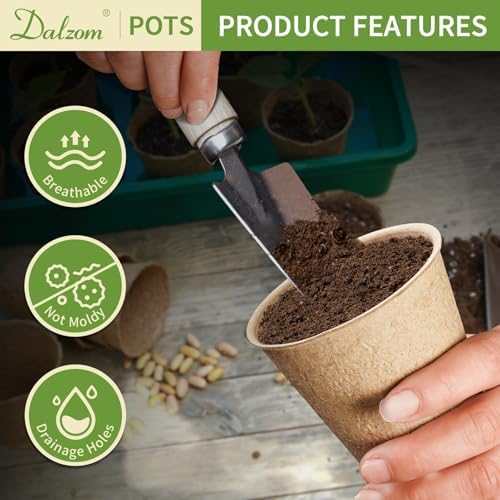 Dalzom® 60Pcs 3.1” Peat Pots with 60Pcs Plant Labels, Biodegradable Pots for Seedlings with Drainage Holes, Garden Plant Nursery Pots Seed Starting Trays - Image 3