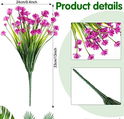 WILLBOND 12 Bundles UV Resistant Faux Flowers, Fuchsia, White, Purple - Image 4