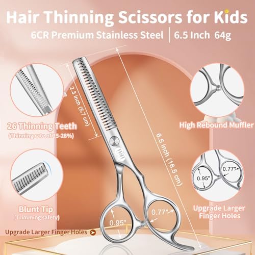 CIICII Kids Hair Cutting Scissors Shears Kit, Safe Round Tip Baby Scissors - Image 3