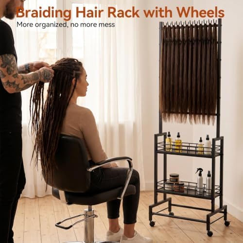 Braiding Rack with Storage 2 Sided Hair Braiding Rack with Wheels - Image 4