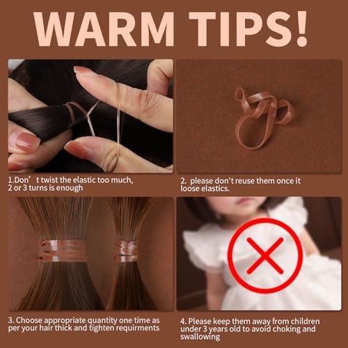 Teenitor Elastic Hair Bands, Small Hair Ties, 2000pcs, Light Brown - Image 7