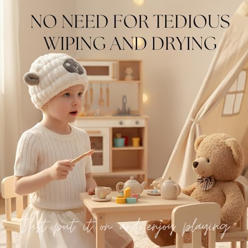 Microfiber Hair Towel Wrap for Kids, Sheep Toddler Quick Drying Cap - Image 5