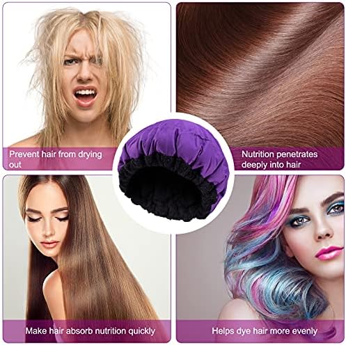 Deep Conditioning Microwavable Heat Cap for Steaming Hair Styling and Treatment, Haircare Therapy (Purple) - Image 3