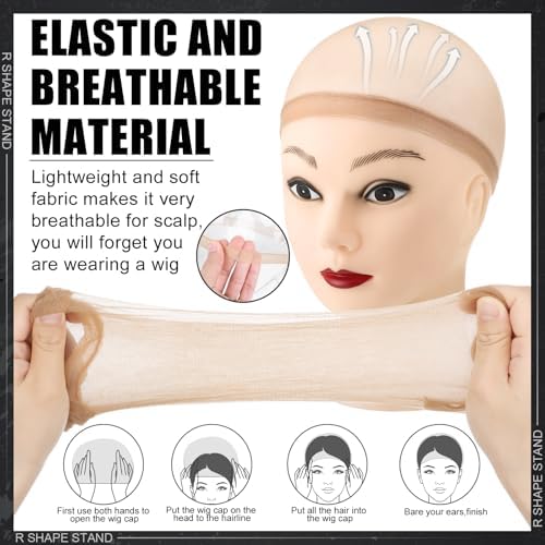 ProSuites 9 Pack Set 2 Wig Head Stand with 2 PCS Wig Brush Comb 2 Hair Net 1 Grip Band 2 Clips Set for for Travel Home Use - Image 5