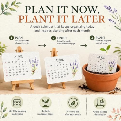 Plantable Love Seed Calendar 2027 with 12-Month Wildflower Paper (1Pcs) - Image 3