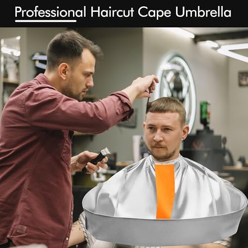 Hair Cutting Barbers Cape, Haircut Umbrella Capes for Adults Kids, Adjustable Hairdressing Apron Cape for Hair Cutting (Includes 1PCS Black Comb) - Image 2