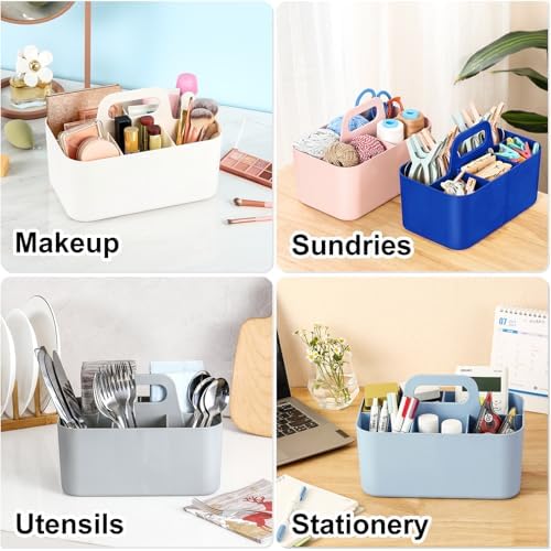 Multiuse Caddy Organizer with Handle, Portable Plastic Tote Bin - Art Craft, Stationary Pen Marker Crayons, Makeup Hair Supplies Storage - Bathroom, Classroom, Dorm, Office, Desk Holder - Dark Blue - Image 2