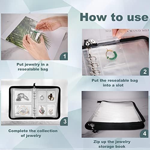 Travel Jewelry Organizer Transparent Jewelry Storage Book Set Black - Image 4