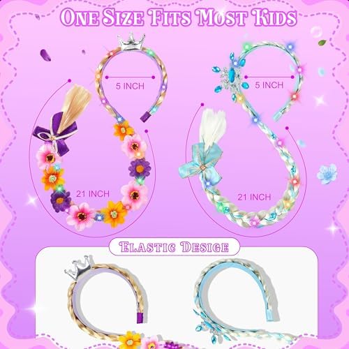 Light Up Princess Braided Wigs， Princess Accessories Wig Headbands for Girl - Image 5