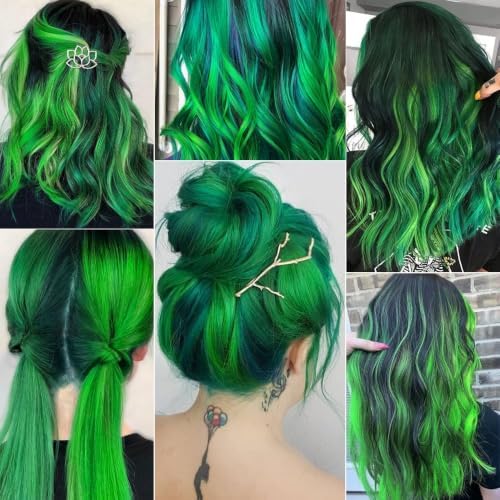 Green Hair Extensions Clip in Synthetic Colored Hairpieces 14 PCS - Image 6