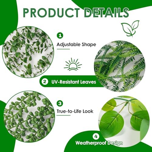 Der Rose 4Pcs Fake Hanging Plants with Lush Cascading Greenery - Image 4
