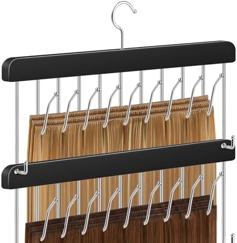 2 Pack Hair Extension Holder & Hanger – Braiding Rack Stackable Hair Extension Storage Rack for Styling, Rotatable Wig Organizer Stand for Wigs, Hairpieces, Clip/Tape Ins and Accessories by AIHOPESTO