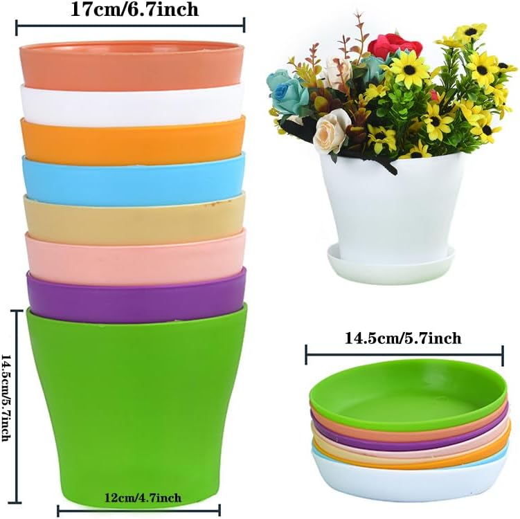 Tergy 20 Pack 7 Inch Plant Pots Bulk Small Plastic Planters Pots with Drainage Holes Flower Pot for Succulent, Cactus, Herb, African Violet - Image 2