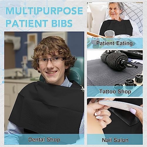 TENKAIWICK 160 Pack Disposable Dental Bibs 13"x18", 3-Ply Black Dental Bibs,Waterproof Tattoo Bibs Sheet for Nail Salon, Dental Clinic, Feeding, Tattoo Shop (Black) - Image 6