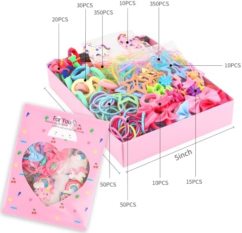 ANBALA Girls Hair Accessories Set Colorful Hair Ties for Women Girls, Elastic Ponytail Holders Rubber Band Cute Hair Clips Cute Barrettes Hair Accessories Kit (895PCS) - Image 3