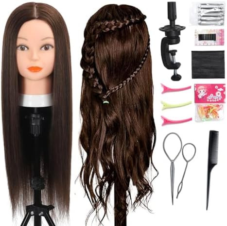 Opini Mannequin Head 80% Real Human Hair 26-28" Doll Head for Hair Styling by Opini