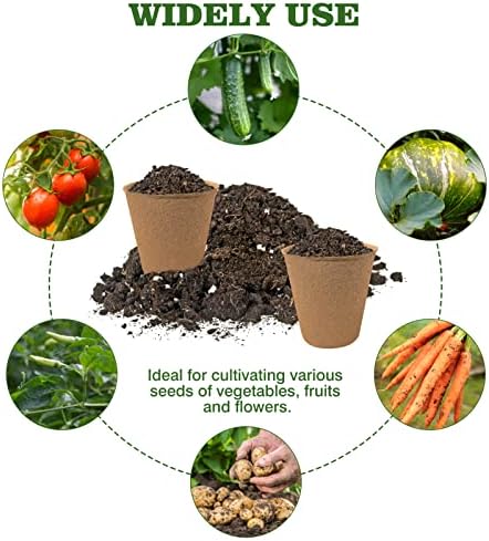 INCIKITI 40Pcs 3.15 Inch Peat Pots, Biodegradable Eco-Friendly Round Plant Seedling Starters Kit, Seed Germination Trays with 10 Labels for Flower Vegetable Tomato Saplings & Herb Germination, Khaki - Image 3