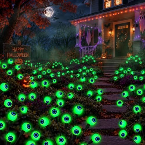 Halloween Decorations Outdoor, 8Pack 64 LEDs Solar Eyeball Lights by Cnuoky