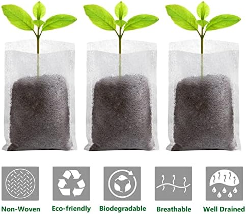 GREANER 200PCS Plant Nursery Bags, 3.5"x4.7" Biodegradable Non-Woven Fabric Plant Seeding Grow Bags, Vegetables Fabric Plant Seedling Pots, Transplant Pots Grow Pouch, Home Garden Supply - Image 4