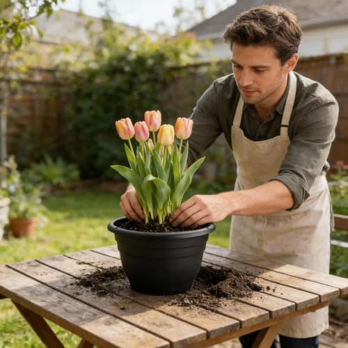 RooTrimmer 15 Pack 11 Inch Plant Pots with Drainage Holes,Black Plastic Flower Pots with Hanging Holes,Durable Planters for Indoor & Outdoor Plants,Nursery Pots - Image 6