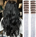 Hair Tinsel Pack of 12 Pcs 20 Inch Glitter Silver Clip in Tinsel Hair Extensions, Party Dazzle Hair Accessories Strands Kit (20 Inch 12Pcs,Silver#) by Umylar