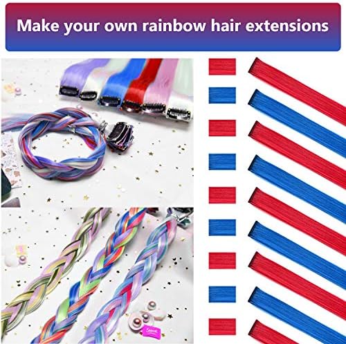 Red and Blue Hair Extensions Clip in Colored Hairpieces Gift 10 PCS - Image 2