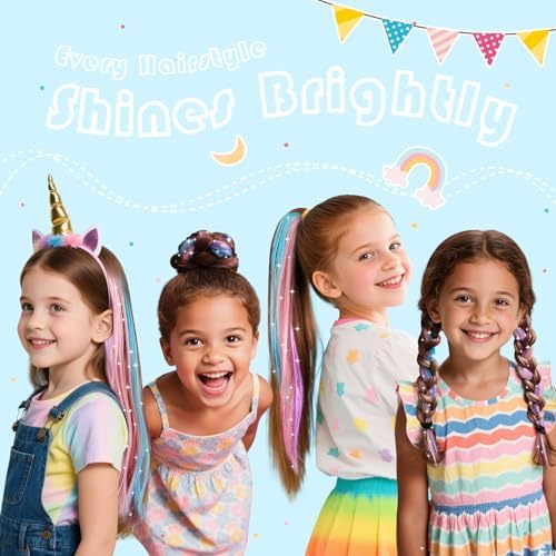 Mermaid Hair Tinsel Kit for Girls, Clip in Color Hair Extensions - Image 4