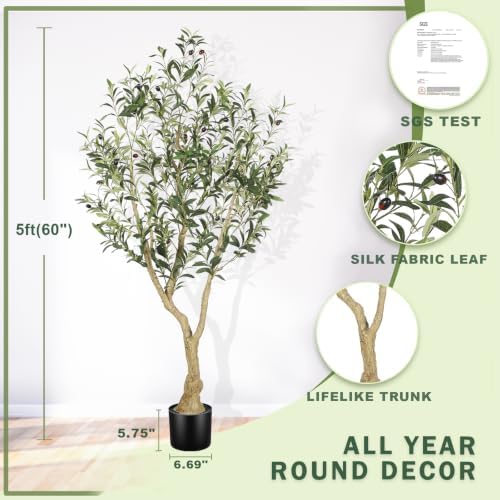 LYERSE Olive Tree 5ft with Large Olive Branches and Lifelike Fruits - Image 5