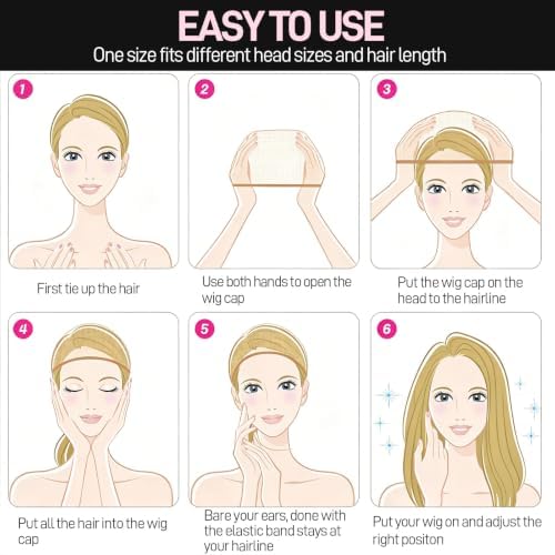 Fandamei 4PCS Wig Cap, 2PCS Nylon Wig Caps for Women Light Brown, 2PCS HD Caps for Wigs Super Thin Invisible Lightweight. Stocking Hair Wig Caps Stretchy Breathable for Lace Wig Halloween Cosplay - Image 7