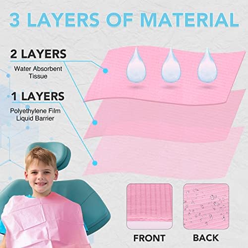 320 Pack Disposable Dental Bibs 13"x18", 3-Ply Waterproof Tattoo Bibs Sheet for Nail Salon, Dental Clinic, Feeding, Tattoo Shop (Pink) - Image 3