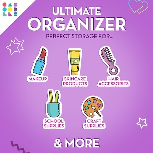 Caboodles On-The-Go Girl Makeup Box, Purple Sparkle, Hard Plastic Makeup Organizer Box, Built-In Mirror, Secure Latch for Safe Travel, Spacious Storage for Large Items - Image 3