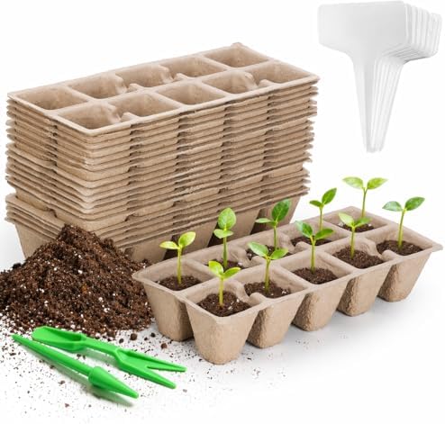 20 Pack Seed Starter Trays 10 Cell Plant Germination Tray, Seedling Starter Kit with Labels and Tools, Garden Propagation Trays for Indoor Outdoor Plants, Vegetables Flowers Herbs by Unknown
