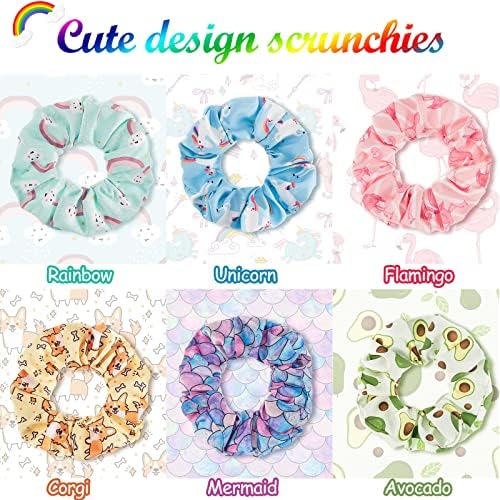 WILLBOND 16 Pcs Girls Hair Scrunchies Kawaii Print Ties,Classic Style - Image 3