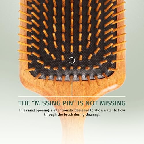 SHASH Since 1869 Made in Germany Wooden Paddle Brush - Gently Detangles, Styles, Conditions Hair with Minimal Frizz and Breakage - Safe for All Hair Types, Wet or Dry - Eco-Sourced Wood (Pack of 2) - Image 4