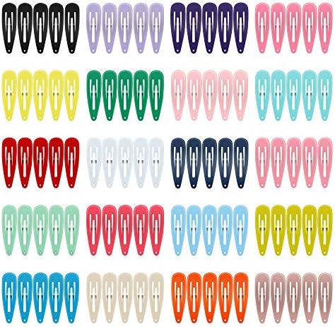 Hair Clips, ECADY (100-Pack 20 Colors) Non-Slip Snap Barrettes for Girls, Women, Kids - 2 Inch by ECADY